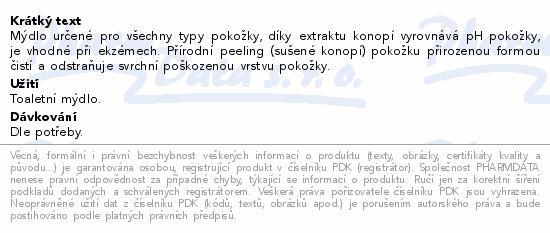 Přír. kosm. mýdlo rostl. s KONOPNÝM OLEJEM 85 g