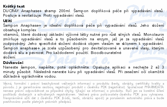 DUCRAY Anaphase+ šampon-vypadávání vlasů 200ml