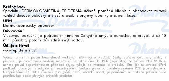 EPIDERMA bioaktivní CBD šampon při lupénce 200ml