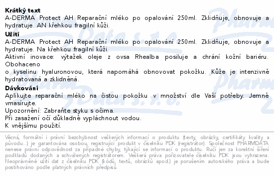 A-DERMA Protect AH Repar.mléko po opalování 250ml