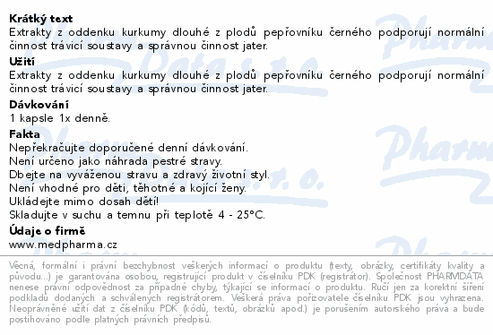 MedPharma Kurkuma Plus piperin cps.67