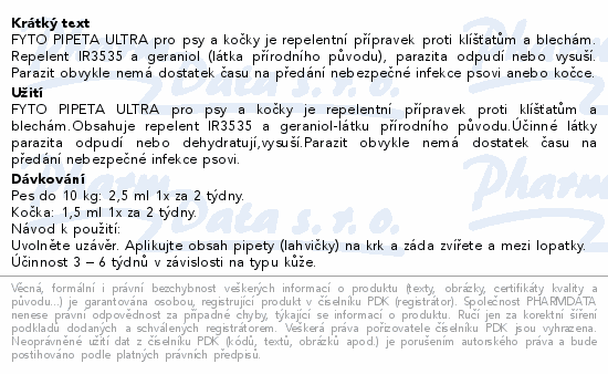 PET FYTO PIPETA ULTRA pes do 10kg a kočka 1x15ml