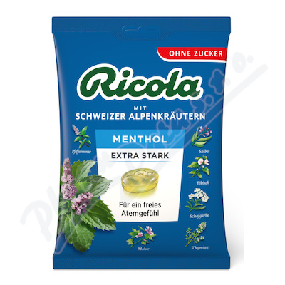 RICOLA Mentol Extra silny bez cukru 75g